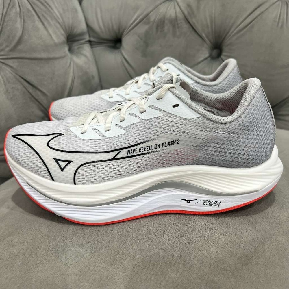 Mizuno Wave Rebellion Flash 2 Running Shoe Men 8.5 White Harbor Mist Athletic